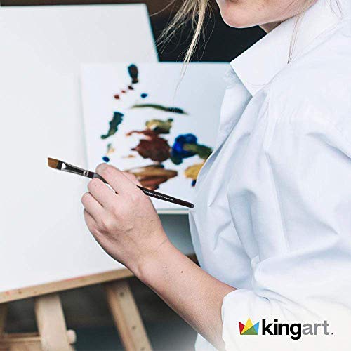 KINGART 1070B Premium 12 Pc. Precision Acrylic Artist Paint Brushes, Short Comfort Handle, Synthetic Taklon Hair for Acrylic, Oil, Watercolor and Gouache Paints, Set of 12
