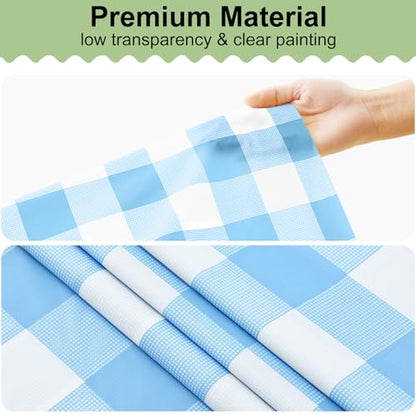 4 Packs Buffalo Disposable Table Cloth, 54 x 108 Inch Waterproof Plastic Tablecloth, Rectangle Baby Blue and White Checkered Table Covers for Picnic, Birthday, Party, Back to School - color: Baby Blue and White, size: 54" x 108" - 4 Pack