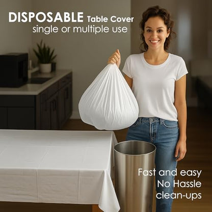 12 Pack White Plastic Tablecloths, 84 Inch Round Disposable Table Covers, Heavy Duty & Waterproof for Parties, Events, Banquets, White - color: White, size: 84" Round