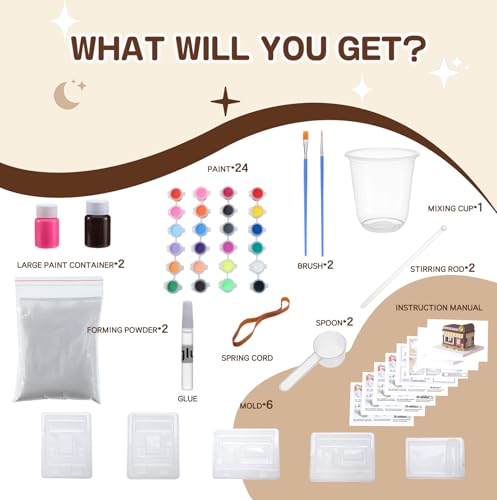 GloomGlo DIY Plaster Painting Coffee Shop Kit - Paint & Create Freely, All-Inclusive Craft Set for Kids Teens Adults, Creative Art Decor, Home Decor Figurines, Perfect Birthday Holiday Gift