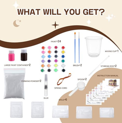 GloomGlo DIY Plaster Painting Coffee Shop Kit - Paint & Create Freely, All-Inclusive Craft Set for Kids Teens Adults, Creative Art Decor, Home Decor Figurines, Perfect Birthday Holiday Gift
