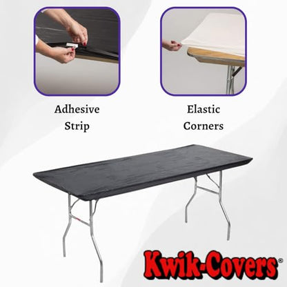 6' Rectangle Plastic Table Covers 30" x 72", Bundle of 5 (Black) - color: Black