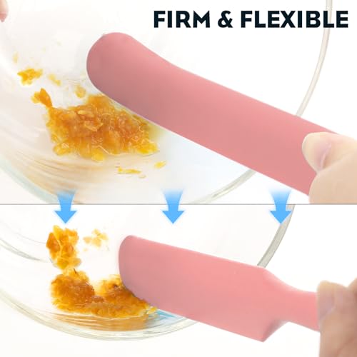 3pcs Silicone Jar Spatulas 10in Long Skinny Heat-Resistant, Narrow Spatula Set for Scraping Peanut Butter, Sourdough, Jam in Small Containers, Blenders & Baking (Yellow & Green & Pink) - color: Yellow & Green & Pink