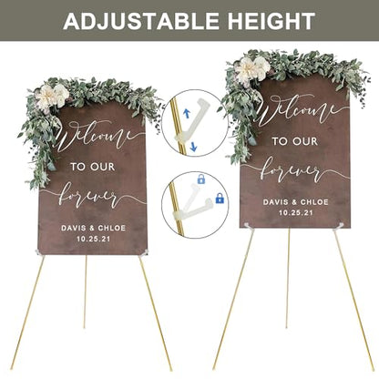 DANMO Easel Stand for Wedding Sign Poster 63'' Instant Display Floor Adjustable Metal Art Easel Gold - style: Gold