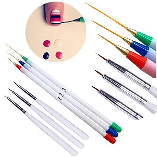 Set 3Pcs/Pack Fine Drawing Striping Liner Design Tips Nail Art Pen Brushes Brush Salon DIY Gel UV Manicure Tool gifts Multicolor