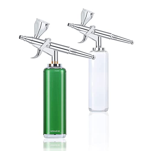 high air Flow Cordless Airbrush Kit, Wireless Portable Air Brush Compressor, Rechargeable Mini Air Brush, Handheld Airbrush Gun for Barber, Model Painting, Nail Art, Makeup, Tattoo (Green) - color: green