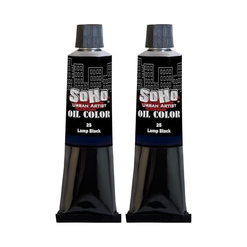 Soho Urban Artist Oil Paint - 2 Pack, Lamp Black 2 Pack - 170 ml Tube - Best Valued Oil Colors for Painting with Excellent Pigment Load - color: Lamp Black