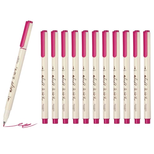 PATIKIL Fineliner Colored Pens, 12 Pcs Pink Felt Brush Tip Fineliner Marker Waterproof Ink Watercolor Coloring Book Art Supplies Set for Artist Journaling Scrapbooking - color: Pink