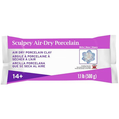 Sculpey Air-Dry Porcelain™ White, Non Toxic, Air Dry Clay, 1.1 Pound bar Great for Realistic Looking Flowers, Intricate Sculpting and Jewelry Making.