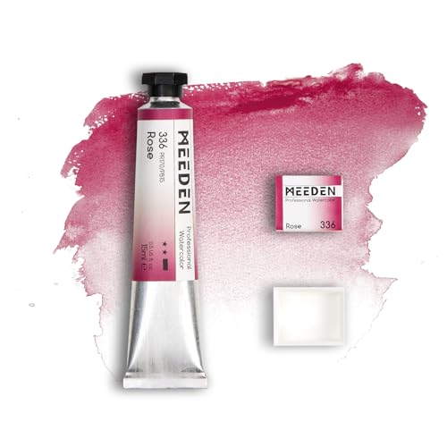 MEEDEN Professional Artist Watercolor Paint: Rose - 15ml/0.5oz | Water Color Tube, Semi-Moist Pigment Half Pan and Empty Matching Half Pan for Artists Pros - color: Rose