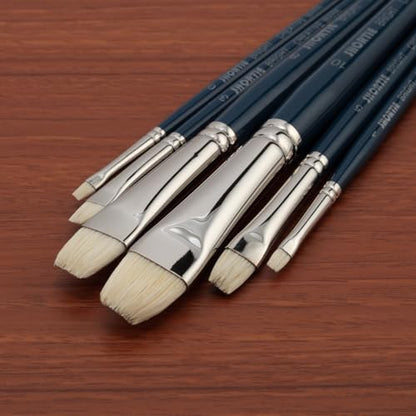 Creative Mark 6 Piece Bright Short Handle Paintbrush Set, Perfect for Oil and Alkyd Painting, Traveling & Workshops - size: Bright