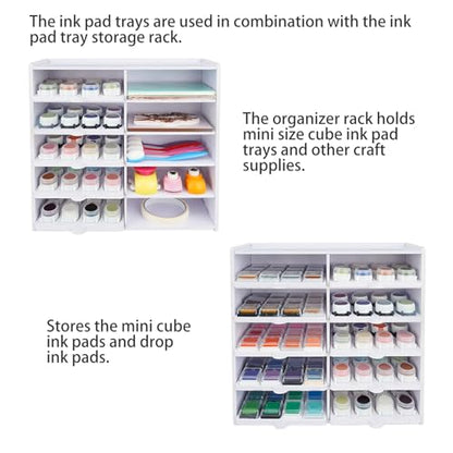 Drop Ink Pad Caddy Mini Stamp Pad Storage Tray | Ink Pad Organizer Holder, Stackable, Set of 5, 1 Tray Holds 8 Ink Pads, 40 Total - size: Ink Pad Drop Caddy Tray