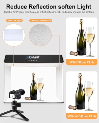 PULUZ Light Box Photography 24x16in, Portable Photo Studio Light Box with 336+336 LED Lights ＆4 Color backdrops Professional Photography Lighting Tent Kit for Big Product Photography Lightbox
