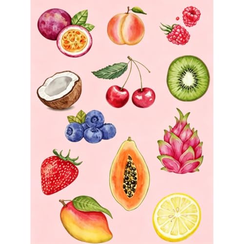 Pink Fruit Diamond Art Kits for Adults Diamond Painting Kit for Beginner - color: DP04371, size: Round Drill