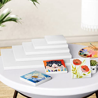 GOTIDEAL 18Pcs Stretched Canvases, Multi Pack 4x4, 5x7, 8x10, 9x12, 11x14 - color: White, size: Multi Pack-18 Pcs