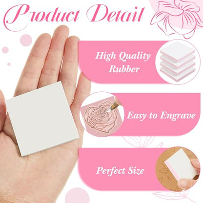 Frienda 24 Pcs 2" x 2" Rubber Carving Blocks Linoleum Blocks for Printmaking, Stamp Making, DIY Crafting, Scrapbook, Painting, Soft and Easy to Carve (White Pink) - color: White Pink