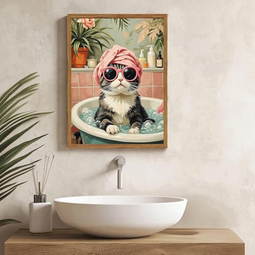 Cat Diamond Art Kits for Adults Round Diamond Painting 12x16 Inch - color: DD144