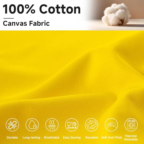 Simple&opulence Canvas Fabric by the Yard, 59'' Wide, Premium Natural Cotton Duck Canvas Fabric for Crafts, Upholstery, Home Decor, Sewing DIY Cloth (Yellow, 1 Yard) - color: Yellow, size: 1 Yard (36"x59")