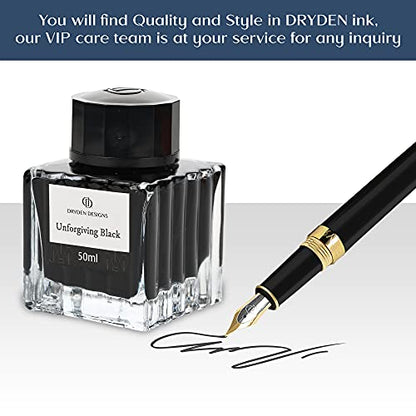 Ink Bottle for Fountain Pen - Luxury Edition Smooth Flow | Compact Designed 50ml Unforgiving Black - color: Black [Unforgiving Black] Ink Bottle