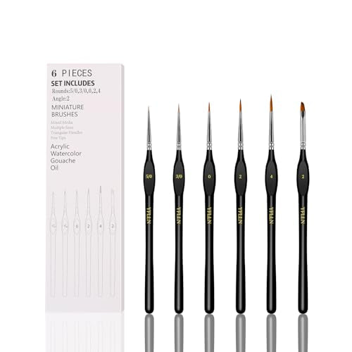 6Pcs Miniature Paint Brushes Set with Triangular Handles - for Acrylics, Oils, Watercolors & Paint by Number, Figurine(Black) - size: 6PCS