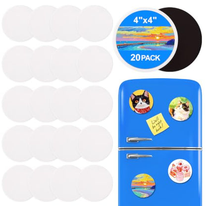 ESRICH 20Pack 4x4IN Round Mini Canvas Magnets, Small Magnetic Paint Canvas - size: 4x4in(20 Pack)