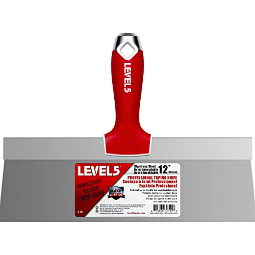 12" Soft-Grip Stainless Steel Taping Knife - LEVEL5 | Pro-Grade | Metal Hammer End | 5-137 - size: 12"