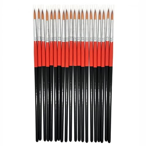 Size #2 Pointed Round Paint Brush Set of 20, Premium Taklon Synthetic Hair - size: Size #2 Pointed Round (20 PCS)