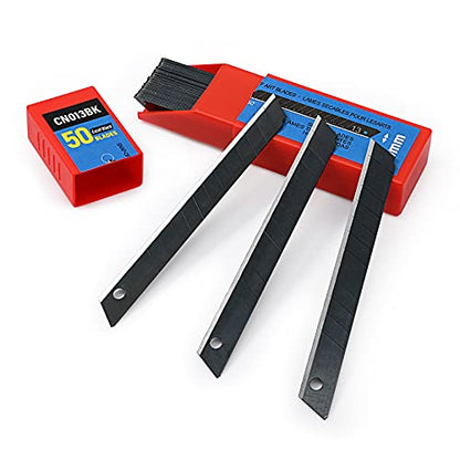 FOSHIO 100PCS 60 Degree Carbon Steel Snap Off Blades 9mm for Box Cutters Utility Knife Universal Art Knife Replacement Black Blades - color: Red - 60 Degree Blades