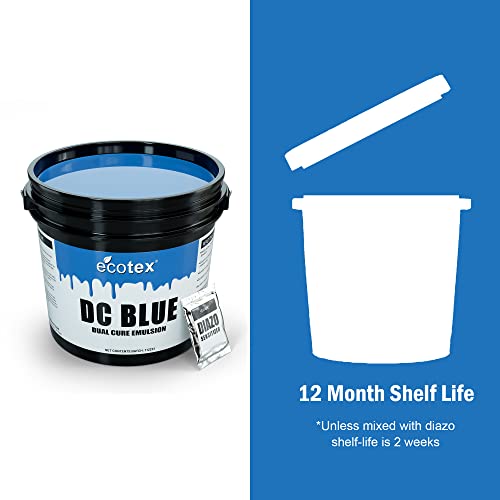 Ecotex® DC Blue Dual Cure Photo Emulsion - Screen Printing Emulsion, 1 Gl | Photo Emulsion For Silk Screens And Fabric - Works With Plastisol And Water Based Ink, Diazo Included, Made In The USA, 1 Gl - size: 128 fl oz