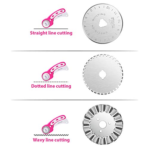 Mudder 45mm Rotary Cutter Blades 12 Pcs Replacement Rotary Blades for Arts Crafts Quilting Scrapbooking Sewing, 8 Types, Sharp and Durable