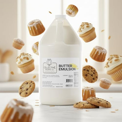 Collective Aromas Co. Butter Vanilla Emulsion for Baking, Concentrated Liquid Flavoring, Heat-Stable for Cakes, Cookies, Frosting & Desserts, 1 Gallon, Kosher, Made in USA - size: Butter Vanilla - 1 Gallon (128 fl oz)