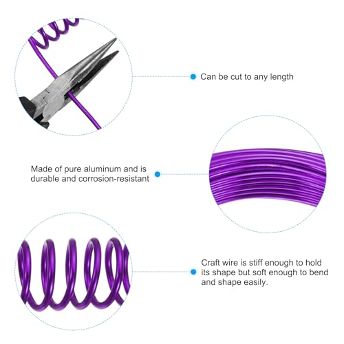 PATIKIL 32.8ft Aluminum Wire, 1pcs Jewelry Wire Aluminum Craft Wire 2mm 12 Gauge Wire Metal for Jewelry Making Beading Crafting Pendants Art, Purple - color: Purple, size: 2mm