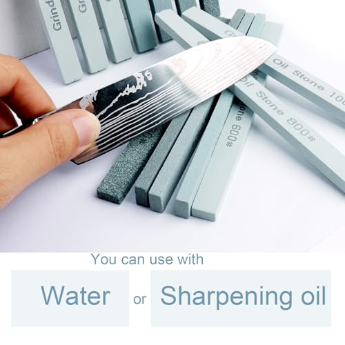 Sharpening Stone Sticks,14pcs Flat Square Green Carbon Oilstone Sanding Stone for Sharpening Cutting tools, Honing Steel Tool (5.9 * 0.47 * 0.24Inch) - size: 5.9*0.47*0.24Inch