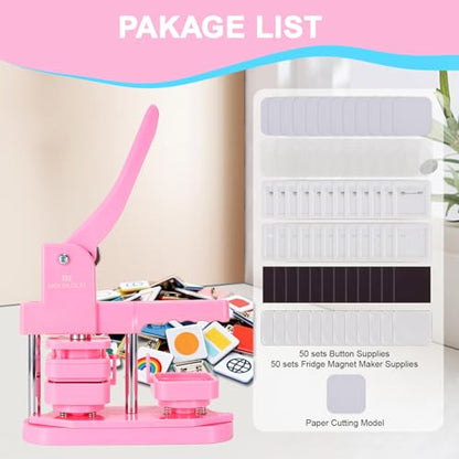 Square Button Maker Machine with 100 Sets of Button Supplies | Button Supplies&Fridge Magnet Maker Supplies,2*2 in(50*50mm) Pin Maker Machine for DIY Personalized Buttons Children DIY Gift - color: Square