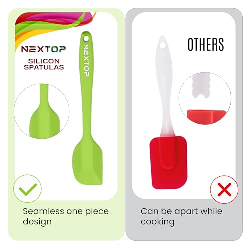 NEXTOP Silicone Spatula 8 Piece Set, Heat-Resistant Non-stick Rubber Spatulas Heat Resistant Seamless One Piece Design Non-Stick Flexible Scrapers Baking Mixing (11 Inches) - size: 11 Inches