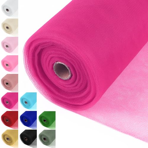 Hot Pink Tulle Fabric Roll 54 Inch x 40 Yards Tulle Ribbon - color: Hot Pink, size: 54 Inch X 40 Yards
