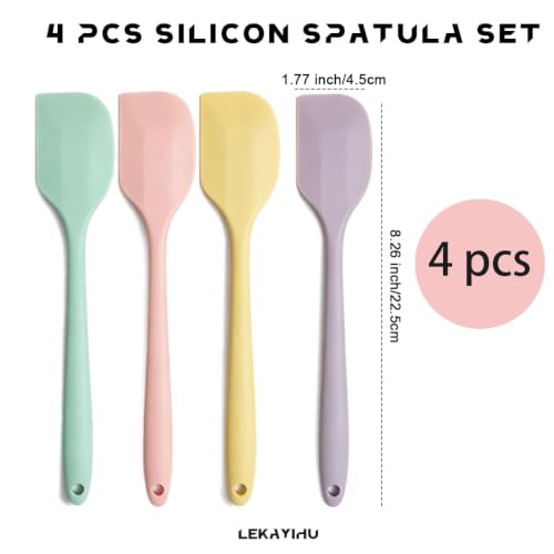 4 PCS Mini Silicone Spatulas 8.2 Inch Rubber Spatula,Nonstick Cookware - color: Purple Green Pink Yellow