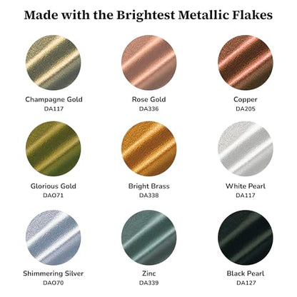 DecoArt Americana Dazzling Metallics Acrylic Paint Set – Starter Set, 9 Bottles (2 fl oz) – Craft Metallic Paints for Canvas, Wood & DIY Projects - color: Multi - Starter