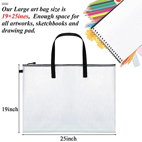Frienda 20 Pieces Art Portfolios Bags Waterproof Portfolios Posters Storage Supply Bags with Zipper and Handle for Art Artworks, Bulletin Boards, Charts and Teaching (19 x 25 Inches) - size: 19 x 25 Inches