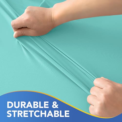 Card Table Covers Square Fitted Tablecloth with Elastic-2 Pack 34x34 Inch | Aqua Blue Spandex Stretch Windproof Washable Folding Card Tablecloths-Outdoor Camping Dining Patio Kitchen Banquet Party - color: Aqua Blue, size: 34'' x 34'' | 2 Pack