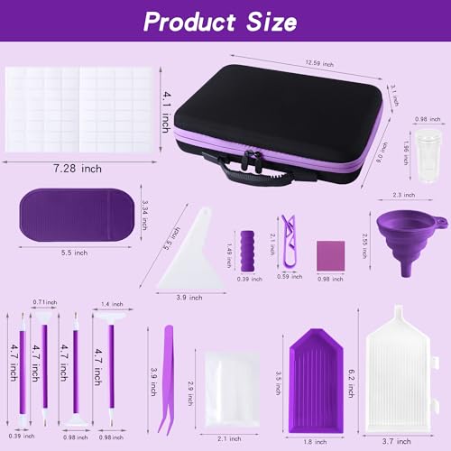 LYMUSUMI Diamond Art Storage Containers 60 Slots Diamond Painting Tool - color: Purple