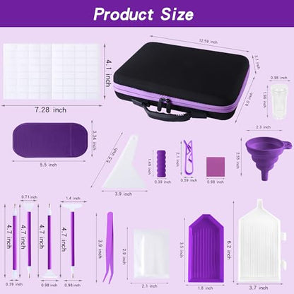 LYMUSUMI Diamond Art Storage Containers 60 Slots Diamond Painting Tool - color: Purple