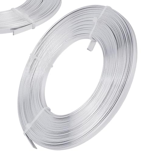 Beebeecraft 32.8 Feet 10m Flat Aluminum Wire 5mm Wide 1mm Thick Silver Metal Anodized Bendable Craft Wire for Gem Bezel Wrapping Sculpting Armature Floral DIY Jewelry Making - color: Silver