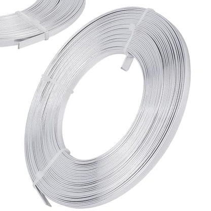 Beebeecraft 32.8 Feet 10m Flat Aluminum Wire 5mm Wide 1mm Thick Silver Metal Anodized Bendable Craft Wire for Gem Bezel Wrapping Sculpting Armature Floral DIY Jewelry Making - color: Silver