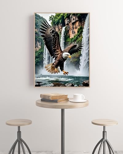 askkqtx Eagle Diamond Art Kits for Adults 12x16 Inch | Waterfall Diamond Painting Kits for Beginners, DIY 5D Full Drill Crystal Rhinestone Gem Art Craft Home Decor - color: Eagle-G7833