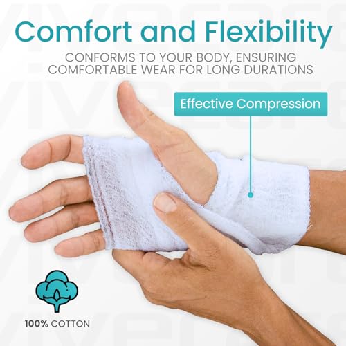 Vive Care XL Gauze Wrap Roll for Wounds (12 Count) Large Sterile Rolls - Individually Wrapped Medical Bandages HSA/FSA Approved - Extra Absorbent & Adhesive Gauze - 4"x4.1" Yards | Individually Wrapped Medical Bandages HSA/FSA Approved - Extra Absorbent &