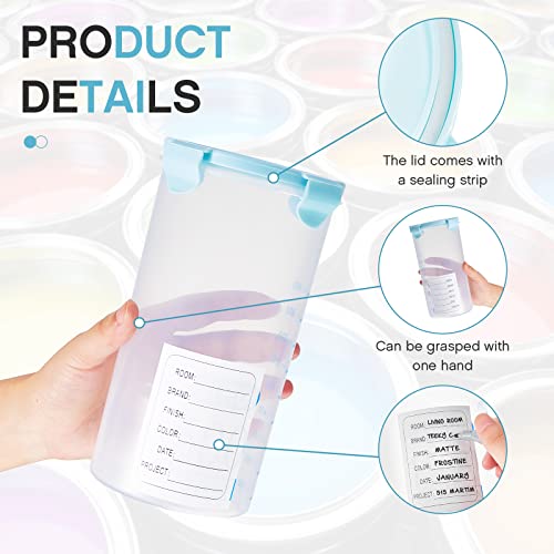 4 Pcs Plastic Paint Containers with Lids 50 oz Paint Storage Containers for Leftover Paint Cups with Lids Airtight Paint Holder Empty Paint Can, 1500ml