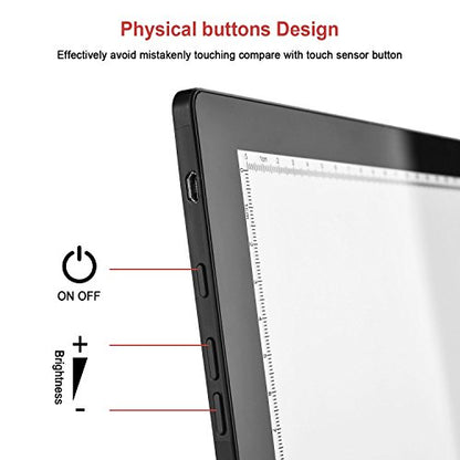 Light Box,Magnetic A4 Light Pad LED Tracing Light Board Physical Buttons