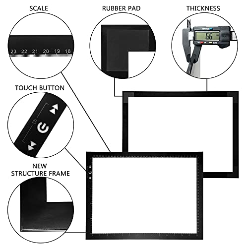 HSK B4/A3s LED Artist tracing Light Box Copy Table, Adjustable High Brightness Light Pad for Tatto Drawing, Sketching, Animation,Diamond Painting Accessories - size: 03 - B4