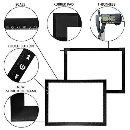HSK B4/A3s LED Artist tracing Light Box Copy Table, Adjustable High Brightness Light Pad for Tatto Drawing, Sketching, Animation,Diamond Painting Accessories - size: 03 - B4